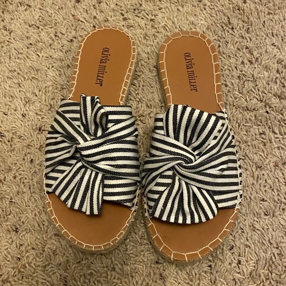 Olivia Miller Blue Stripe Sandals - Picture 2 of 3